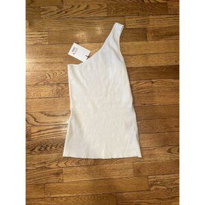 Wendelborn Women's One Arm Tank Top Ivory Medium MSRP $320